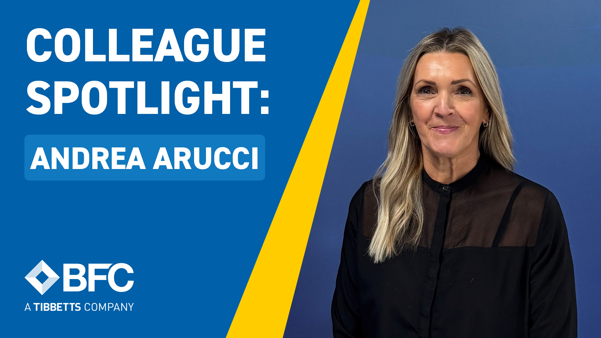 Colleague Spotlight lead image, including the text "Colleague Spotlight: Andrea Arucci" and a picture of Andrea.